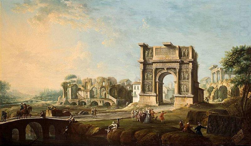 Antonio Joli The Arch of Trajan at Benevento oil on canvas painting by Antonio Joli. china oil painting image